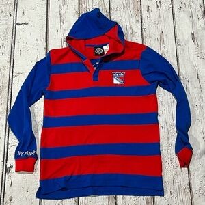 Boys Kids New York Rangers Rugby Style NHL Hockey Hoodie Shirt